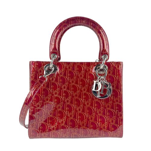 Christian Dior Red Color Patent Leather Handbag Shoulder Bag Pre-Owned