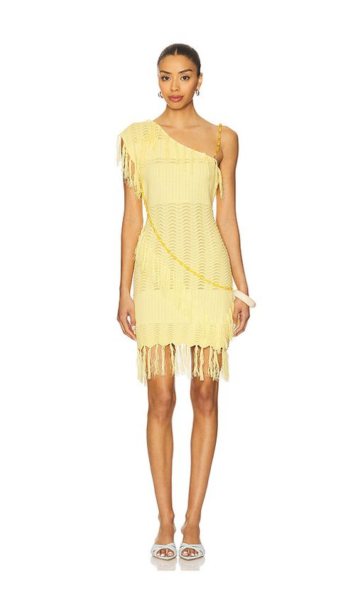 Yellow The Label Fran Beaded Dress in Lemon. S. Also in