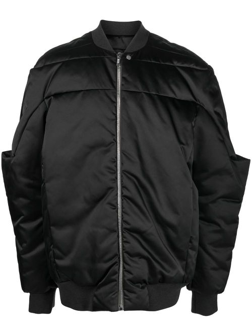 Gridered goose-down bomber jacket - Black