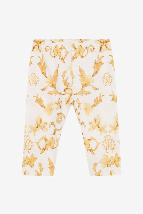 Gold Arabesque Print Trousers
