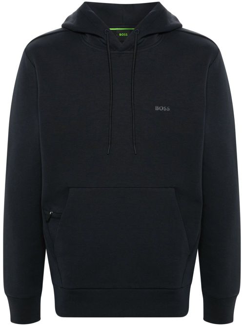 Logo-rubberised cotton hoodie - Blue