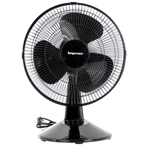12 Inch 3 Speed Oscillating Table Fan in Black