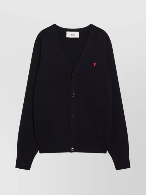 Ami Paris - heart cardigan with ribbed cuffs and he