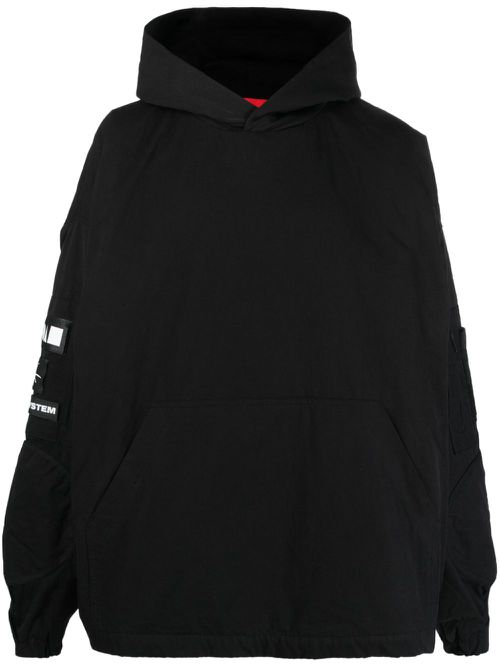 Stronger multiple-patch cotton hoodie - Black
