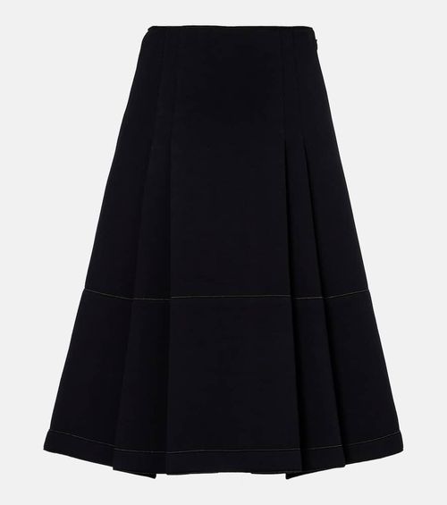 Tiered cotton-blend midi skirt