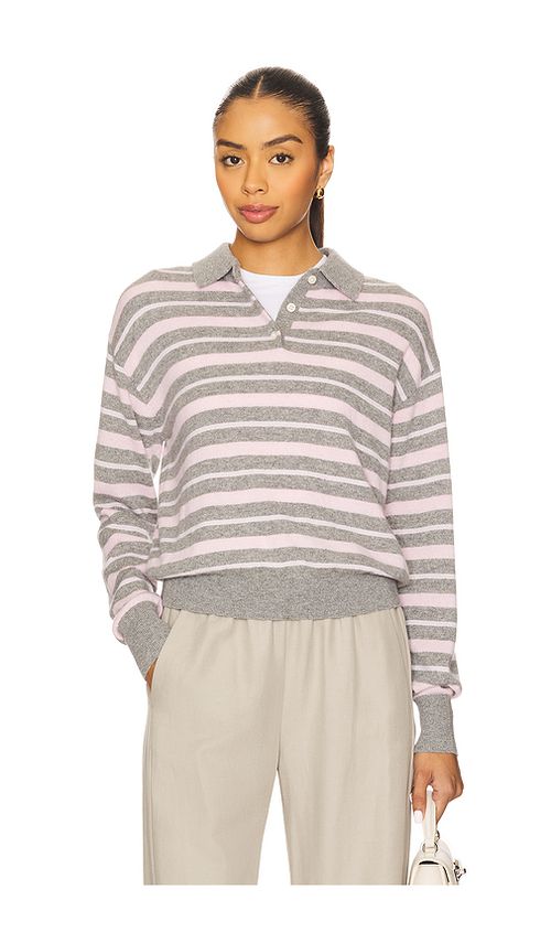 Guest In Residence Collegiate Stripe Polo Sweater en Grey,Pink. M. Also en L, S