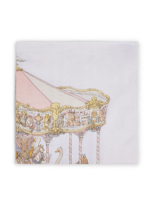 Illustration-print organic cotton blanket - White