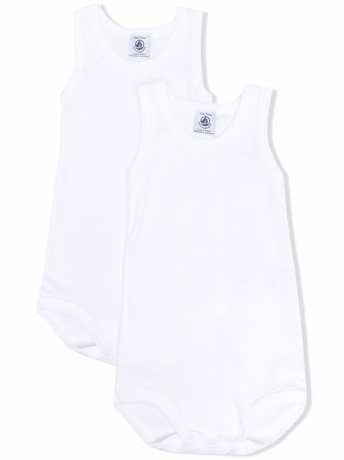 Set of two organic cotton vests - White