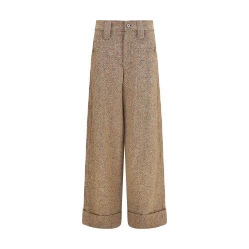 Merino Wool Blend Trousers — Beige