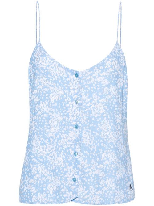 Floral-print crepe blouse - Blue