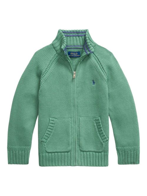 Cotton raglan cardigan - Green