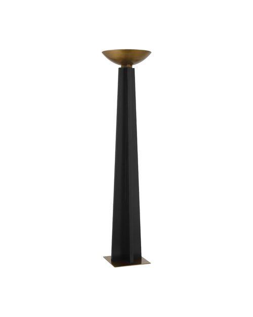 Black Antique Brass LED Floor Lamp from the Calyx Torchiere Floor Lamp Collection