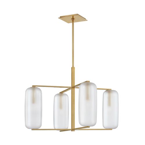 Aged Brass Four Light Chandelier from the Pebble Collection
