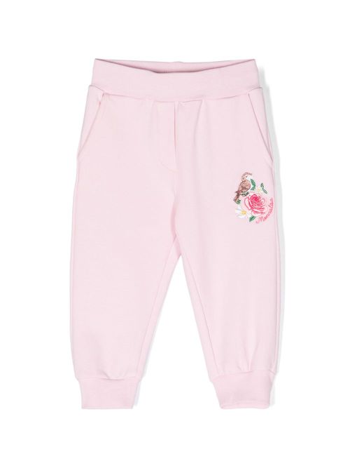 Floral-embroidered track pants - Pink