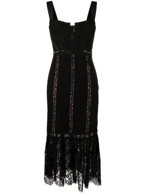 Floral lace sleeveless mididress - Black