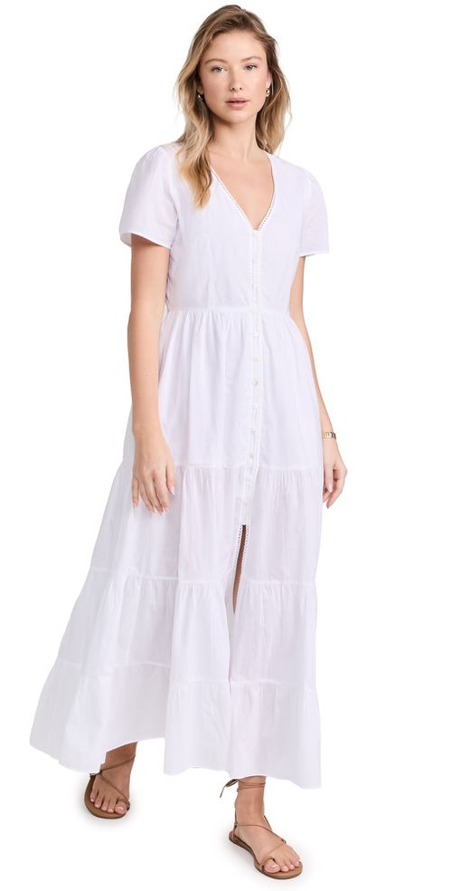 Button Maxi Dress White