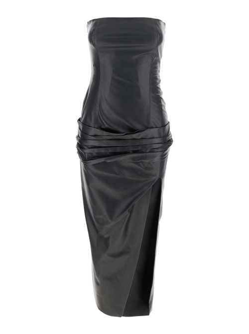 Leather Off-Shoulder Dress — Black