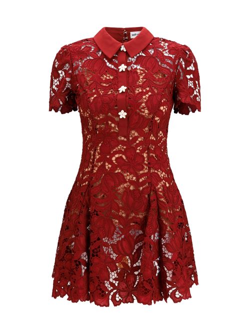 Floral Lace Dress — Red