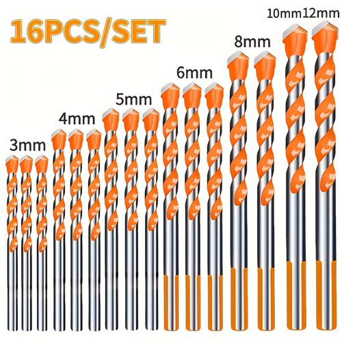 TEMU Set Drill Bits For Materials Including Metal, Steel, Porcelain, Ceramic Tiles, Concrete, Brick, And Wood, Ranging Fro