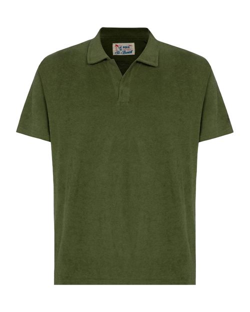 Green Solid Shirt Collar Polo