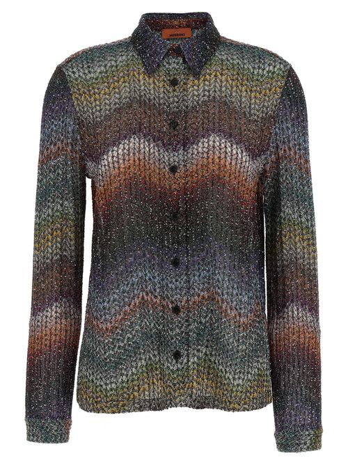 Sequin-Embellished Viscose Lamé Blouse — Multicolor