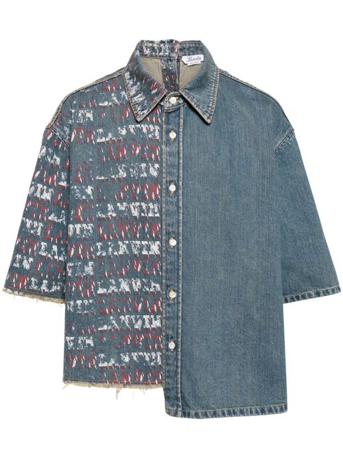 X Future asymmetric denim shirt - Blue
