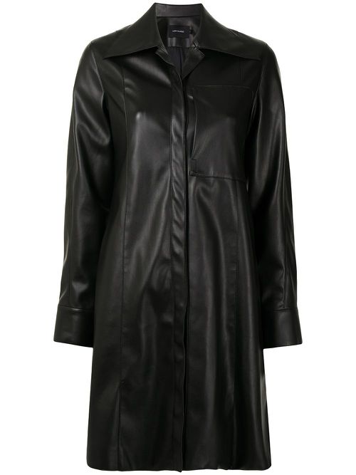Oversized-collar long shirt - Black