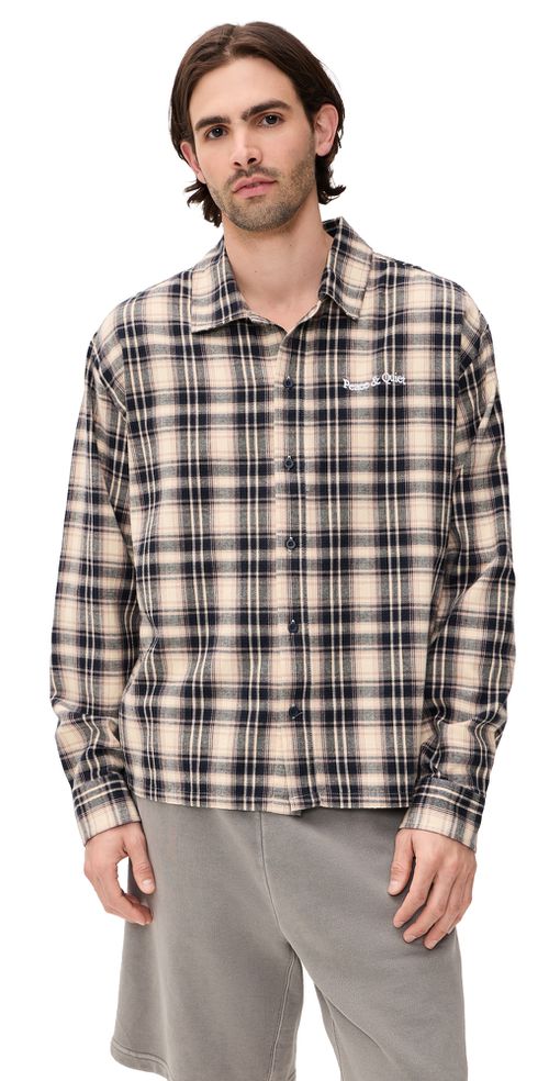 Wordmark Button Up Shirt Navy