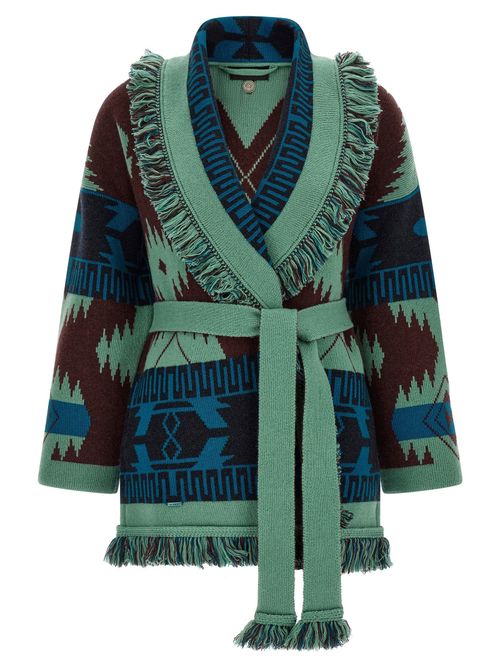 Double Jacquard Cashmere Cardigan — Green