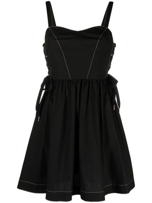 Lace-up cotton minidress - Black