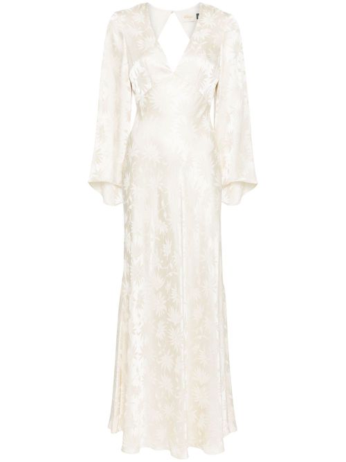 Rosabella floral-jacquard silk gown - Neutrals