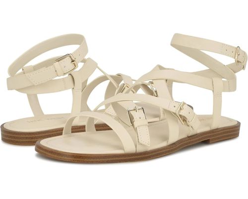Rulen Sandals M Cream Faux Leather Ankle Strap HTAT734