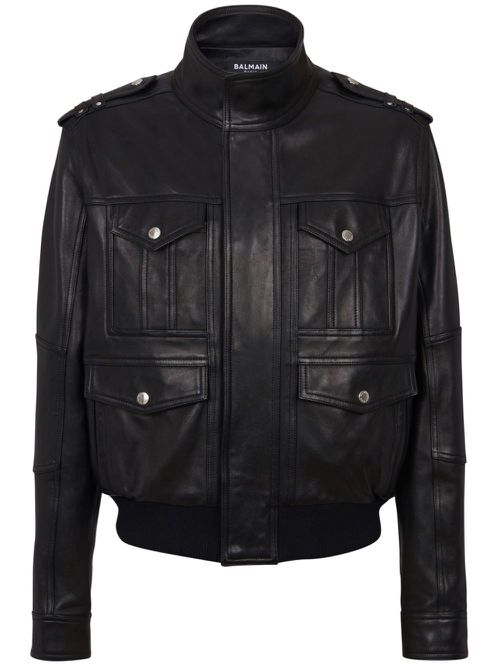 Long-sleeve leather jacket - Black