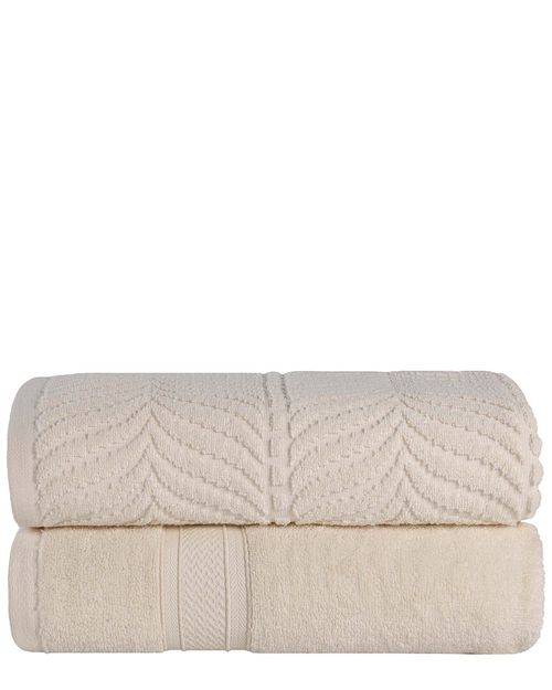 Superior Set of 2 Zero Twist Cotton Elegant Chevron Soft Absorbent Assorted Bath Sheets