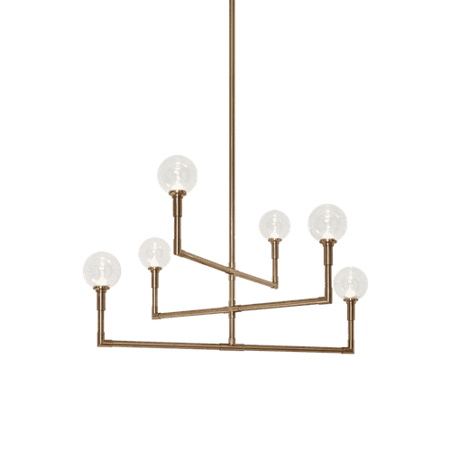 Aged Gold Brass Six Light Chandelier from the Candlestix Collection