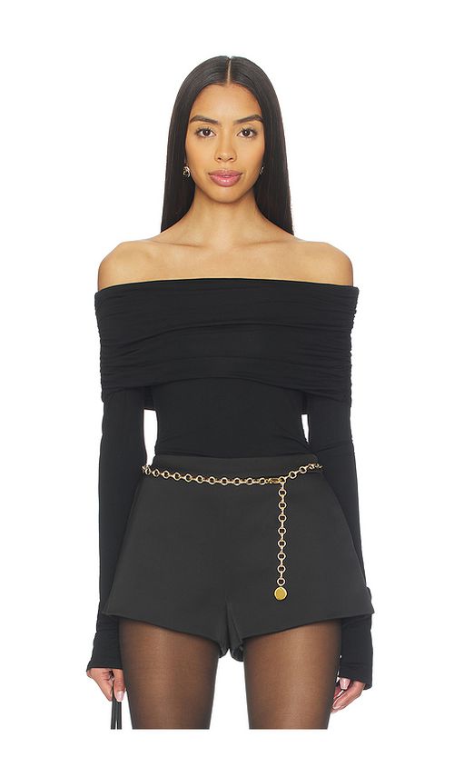 ALL THE WAYS Velika Off Shoulder Top in Black. L. Also in XS