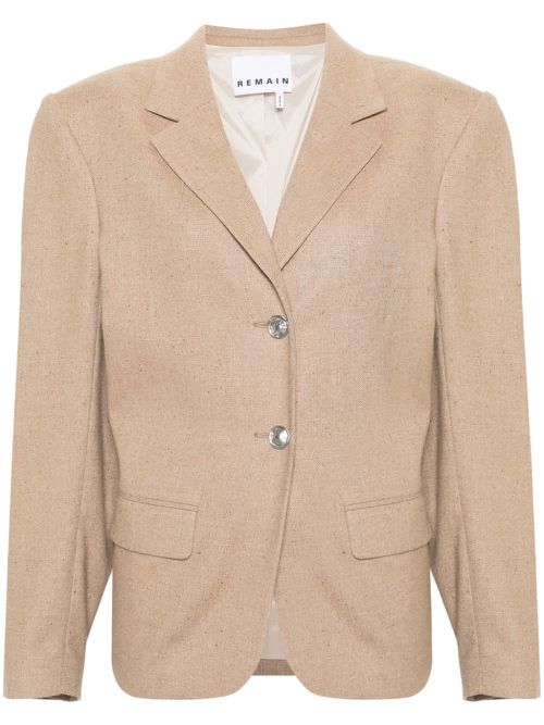 Pleat-detailed textured blazer - Neutrals