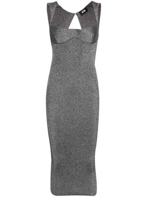 Lurex-detail ribbed maxi dress - Grey
