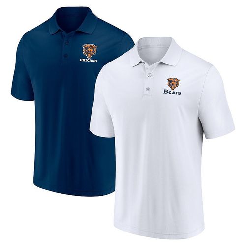 Men's Fanatics Branded White/Navy Chicago Bears Throwback Two-Pack Polo et, ize: ma
