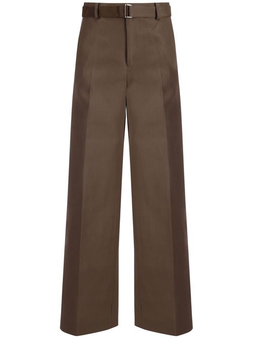 Belted creased straight trousers - Brown