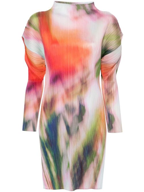 Tie-dye pleated minidress - Pink