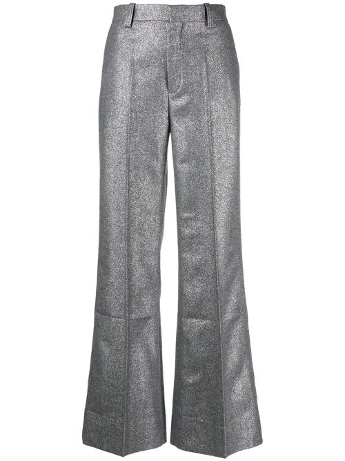 High-waisted glitter flared trousers - Silver