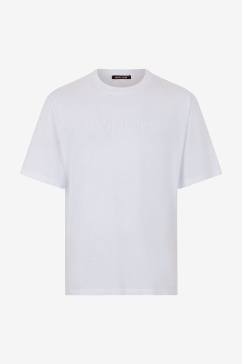 White T-shirt With Embroidered Logo - Male T