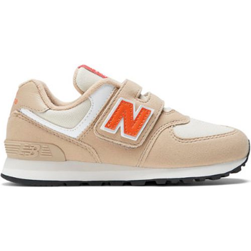 New Balance Kids' 574 Hook & Loop in Beige/Orange Suede/Mesh, size 1