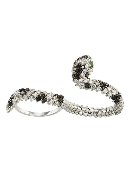 Black And White Diamond Snake Ring