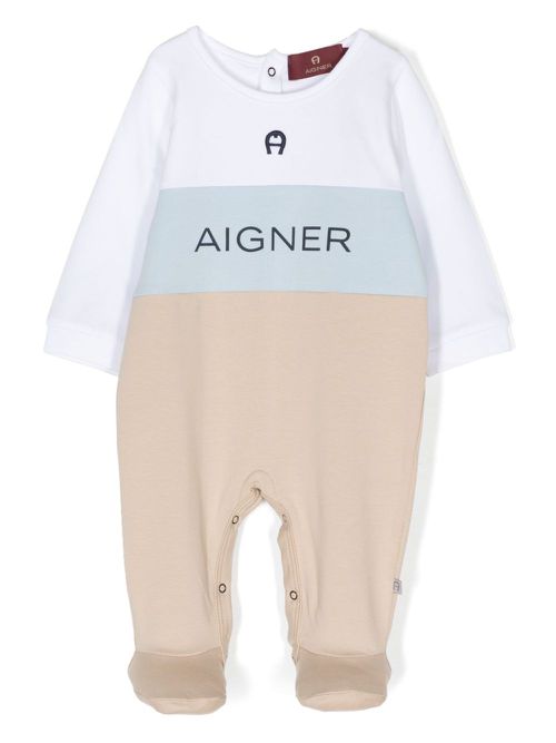 Logo-print colour-block romper - Multicolour