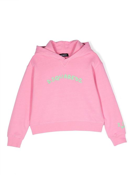 Logo-embroidered longsleeved hoodie - Pink