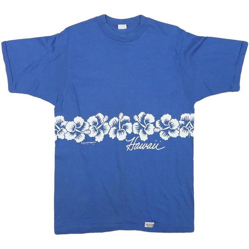 CRAZY SHIRT Mens Blue Hawaii T-Shirt M Short Sleeve Crew Neck Floral Print