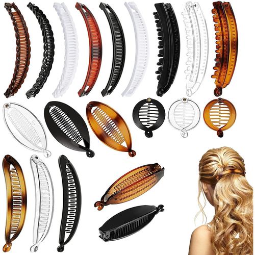 TEMU Women's Banana Hair Clip, 20pcs, Banana Hair Clips, Claw Clips, Hair Comb Clips, Fish Tail For Ponytail, Flexible Plastic