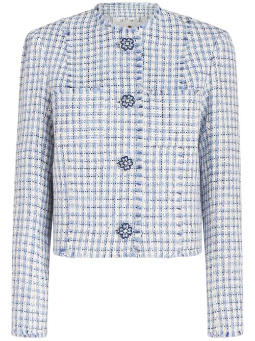 Round-neck tweed jacket - Blue